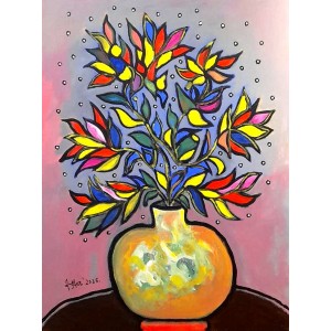 Wahab Jaffar, 36 x 48 Inch, Acrylic on Canvas, Floral Painting, AC-WJF-060